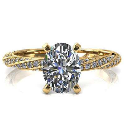 Elysia Oval Moissanite 4 Prong 3/4 Eternity Diamond Accent Ring-FIRE & BRILLIANCE