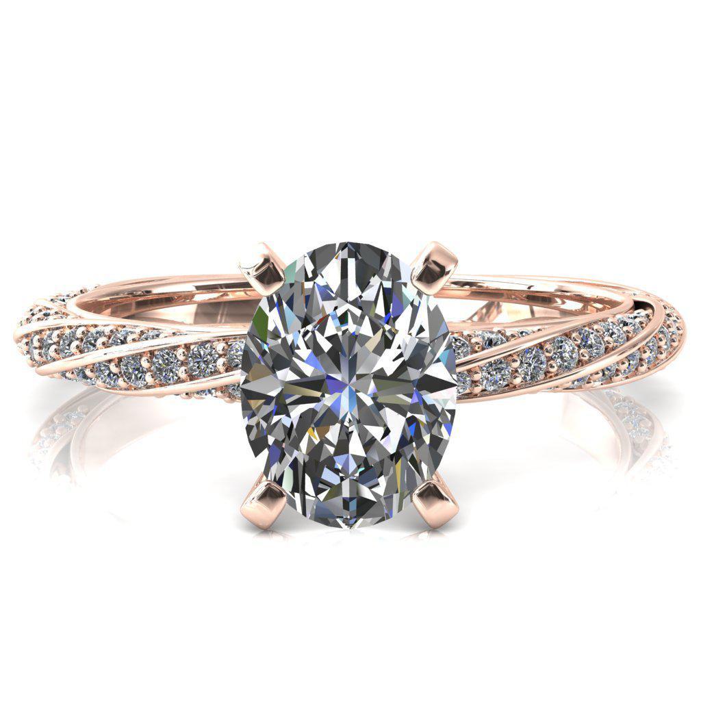 Elysia Oval Moissanite 4 Prong 3/4 Eternity Diamond Accent Ring-FIRE & BRILLIANCE
