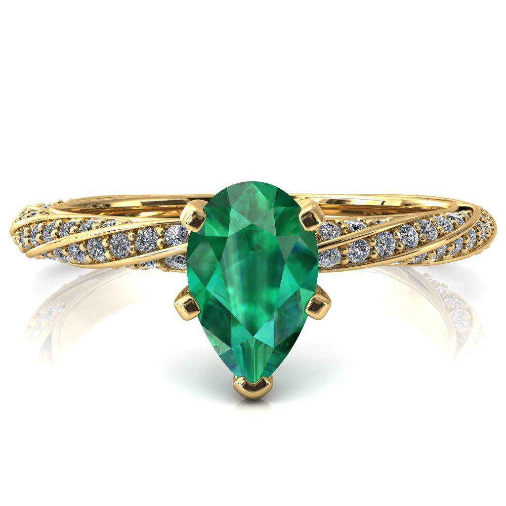 Elysia Pear Emerald 5 Prong 3/4 Eternity Diamond Accent Ring-FIRE & BRILLIANCE