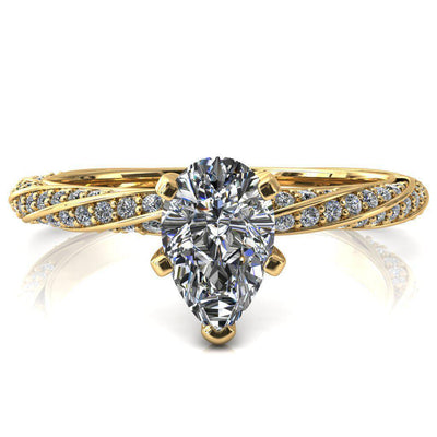 Elysia Pear Moissanite 5 Prong 3/4 Eternity Diamond Accent Ring-FIRE & BRILLIANCE