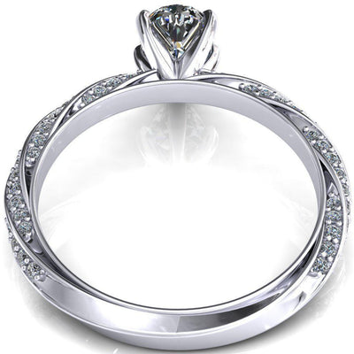 Elysia Pear Moissanite 5 Prong 3/4 Eternity Diamond Accent Ring-FIRE & BRILLIANCE