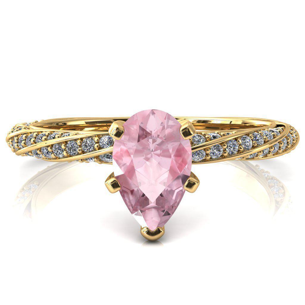 Elysia Pear Pink Sapphire 5 Prong 3/4 Eternity Diamond Accent Ring-FIRE & BRILLIANCE