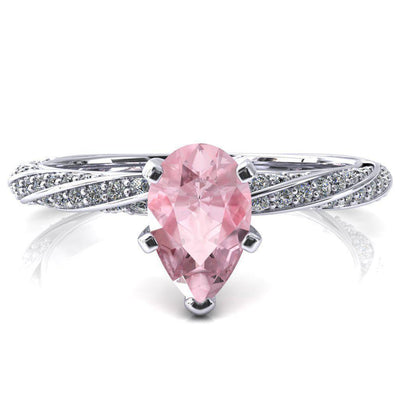 Elysia Pear Pink Sapphire 5 Prong 3/4 Eternity Diamond Accent Ring-FIRE & BRILLIANCE
