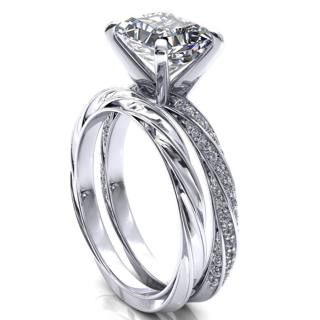 Elysia Radiant Moissanite East-West 4 Prong 3/4 Eternity Diamond Accent Ring-FIRE & BRILLIANCE