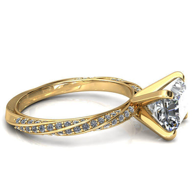 Elysia Radiant Moissanite East-West 4 Prong 3/4 Eternity Diamond Accent Ring-FIRE & BRILLIANCE