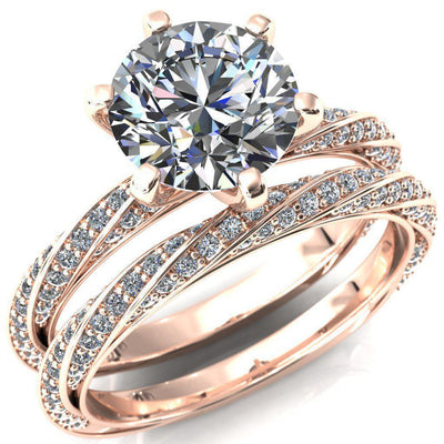 Elysia Round Moissanite 6 Prong 3/4 Eternity Diamond Accent Ring-Custom-Made Jewelry-Fire & Brilliance ®