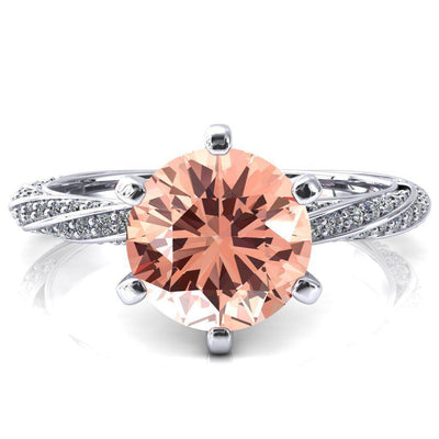 Elysia Round Champagne Sapphire 6 Prong 3/4 Eternity Diamond Accent Ring-FIRE & BRILLIANCE