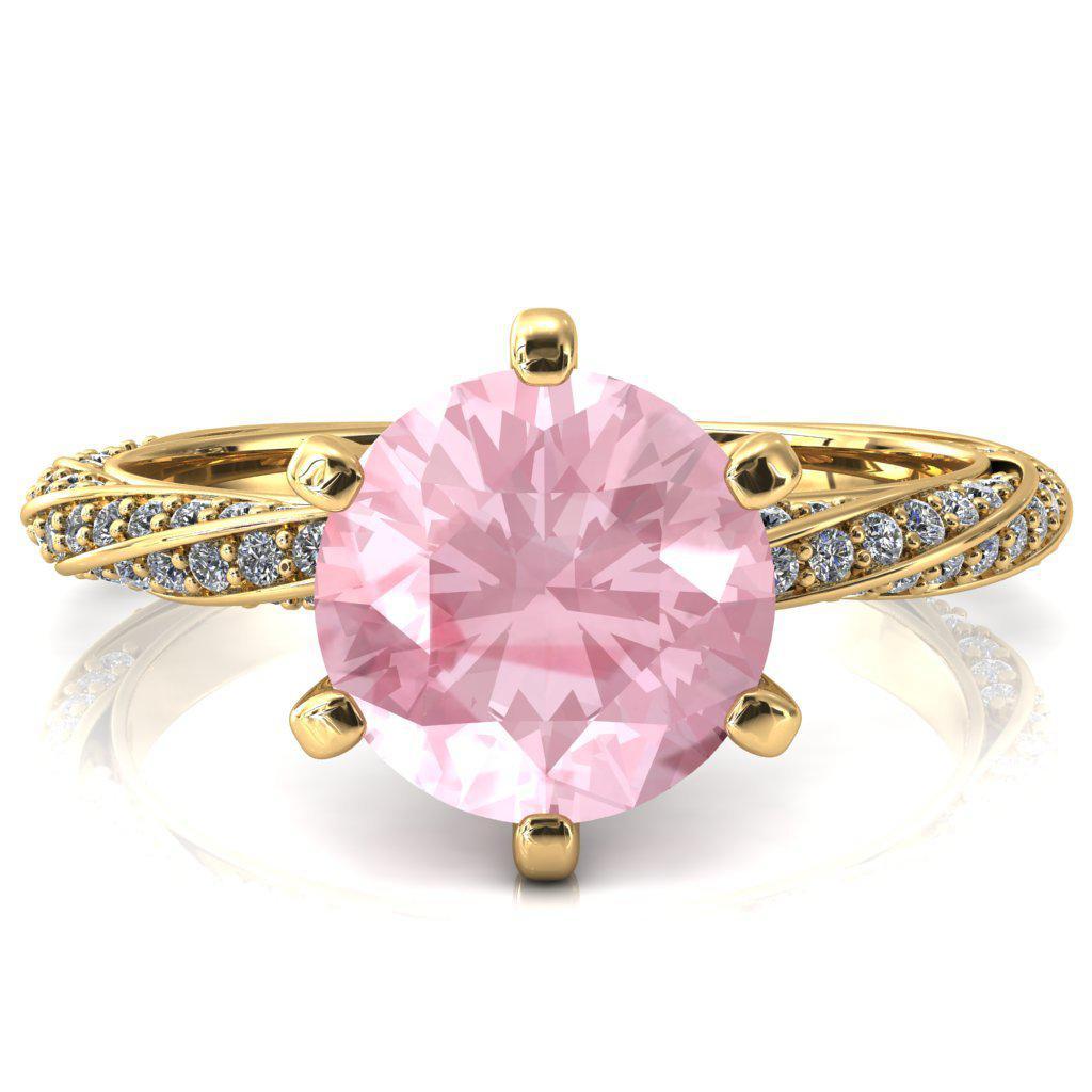 Elysia Round Pink Sapphire 6 Prong 3/4 Eternity Diamond Accent Ring-FIRE & BRILLIANCE