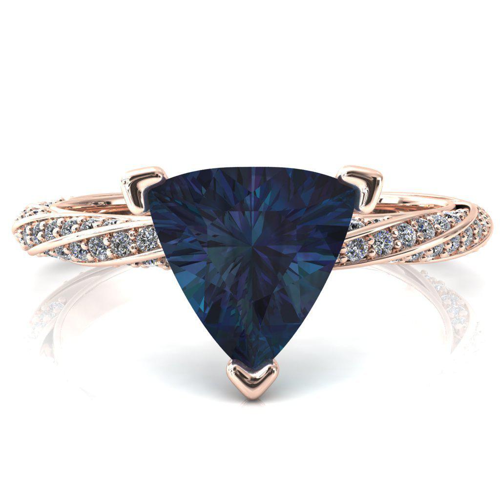 Elysia Trillion Alexandrite 3 Prong 3/4 Eternity Diamond Accent Ring-FIRE & BRILLIANCE