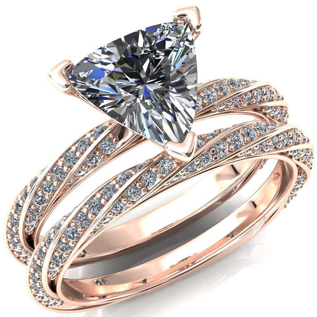 Elysia Trillion Moissanite 3 Prong 3/4 Eternity Diamond Accent Ring-FIRE & BRILLIANCE