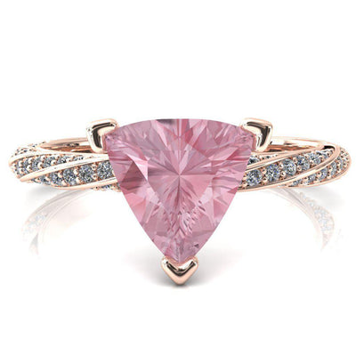 Elysia Trillion Pink Sapphire 3 Prong 3/4 Eternity Diamond Accent Ring-FIRE & BRILLIANCE