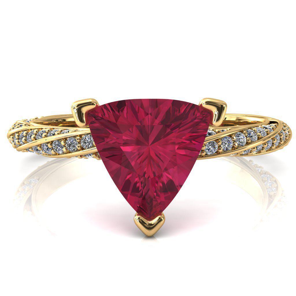 Elysia Trillion Ruby 3 Prong 3/4 Eternity Diamond Accent Ring-FIRE & BRILLIANCE