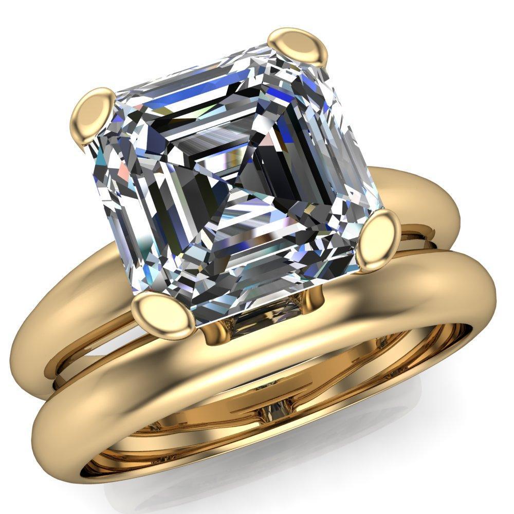 Embassy Asscher Moissanite 4 Prong Comfort Band Engagement Ring-Custom-Made Jewelry-Fire & Brilliance ®