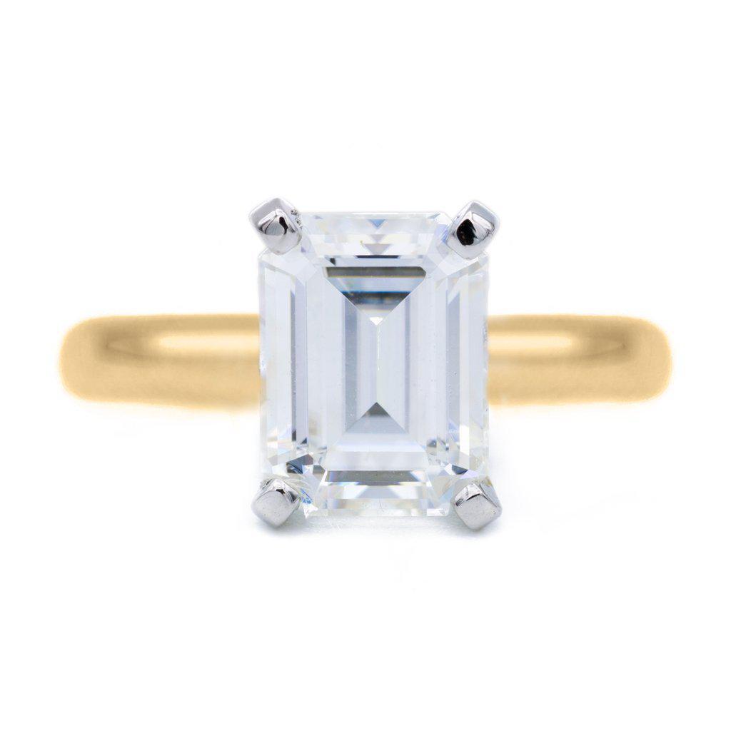 Emerald Moissanite 4 Prongs FANCY Solitaire Ring-Solitaire Ring-Fire & Brilliance ®