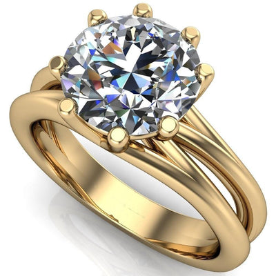 Emery Round Moissanite 8 Prong Split Shank Engagement Ring-Custom-Made Jewelry-Fire & Brilliance ®