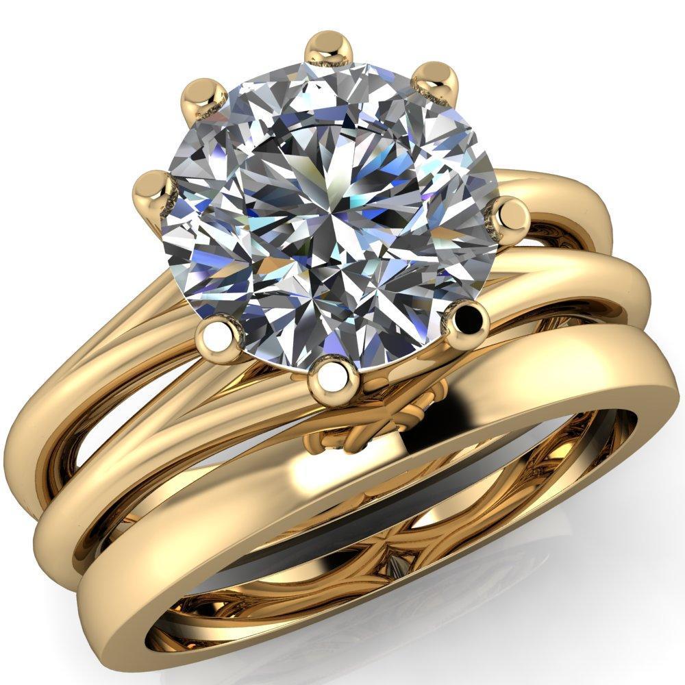 Emery Round Moissanite 8 Prong Split Shank Engagement Ring-Custom-Made Jewelry-Fire & Brilliance ®