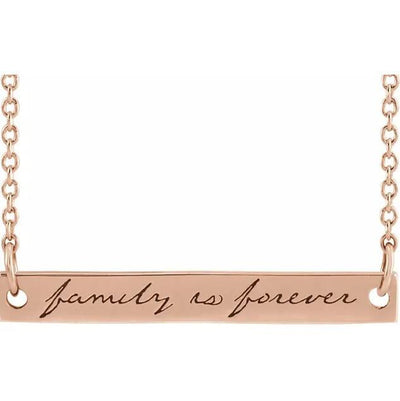 Engraved "Family is Forever" Bar 18" Necklace-FIRE & BRILLIANCE