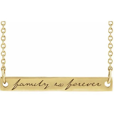 Engraved "Family is Forever" Bar 18" Necklace-FIRE & BRILLIANCE