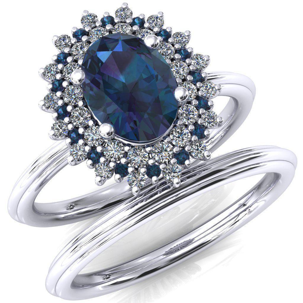 Eridanus Oval Alexandrite Cluster Diamond and Alexandrite Halo Wedding ...