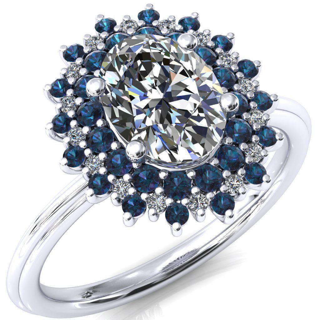 Eridanus Oval Moissanite Cluster Diamond and Alexandrite Halo Wedding Ring-Custom-Made Jewelry-Fire & Brilliance ®