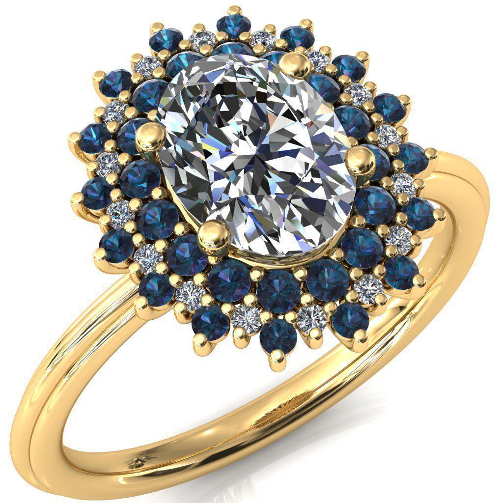 Eridanus Oval Moissanite Cluster Diamond and Alexandrite Halo Wedding Ring-Custom-Made Jewelry-Fire & Brilliance ®