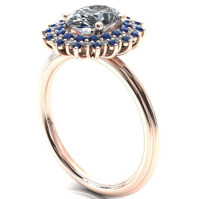 Eridanus Oval Moissanite Cluster Diamond and Alexandrite Halo Wedding Ring-Custom-Made Jewelry-Fire & Brilliance ®