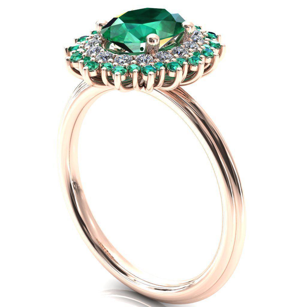 Eridanus Oval Emerald Cluster Diamond and Emerald Halo Wedding Ring ver.2-Custom-Made Jewelry-Fire & Brilliance ®