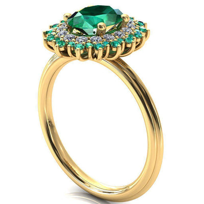 Eridanus Oval Emerald Cluster Diamond and Emerald Halo Wedding Ring ver.2-Custom-Made Jewelry-Fire & Brilliance ®