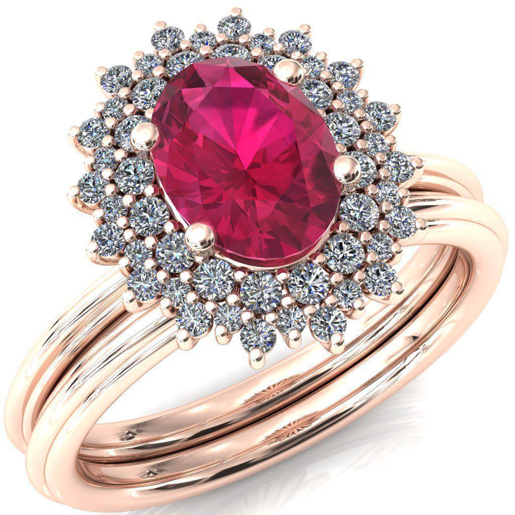 Eridanus Oval Ruby Cluster Diamond Halo Wedding Ring-Custom-Made Jewelry-Fire & Brilliance ®