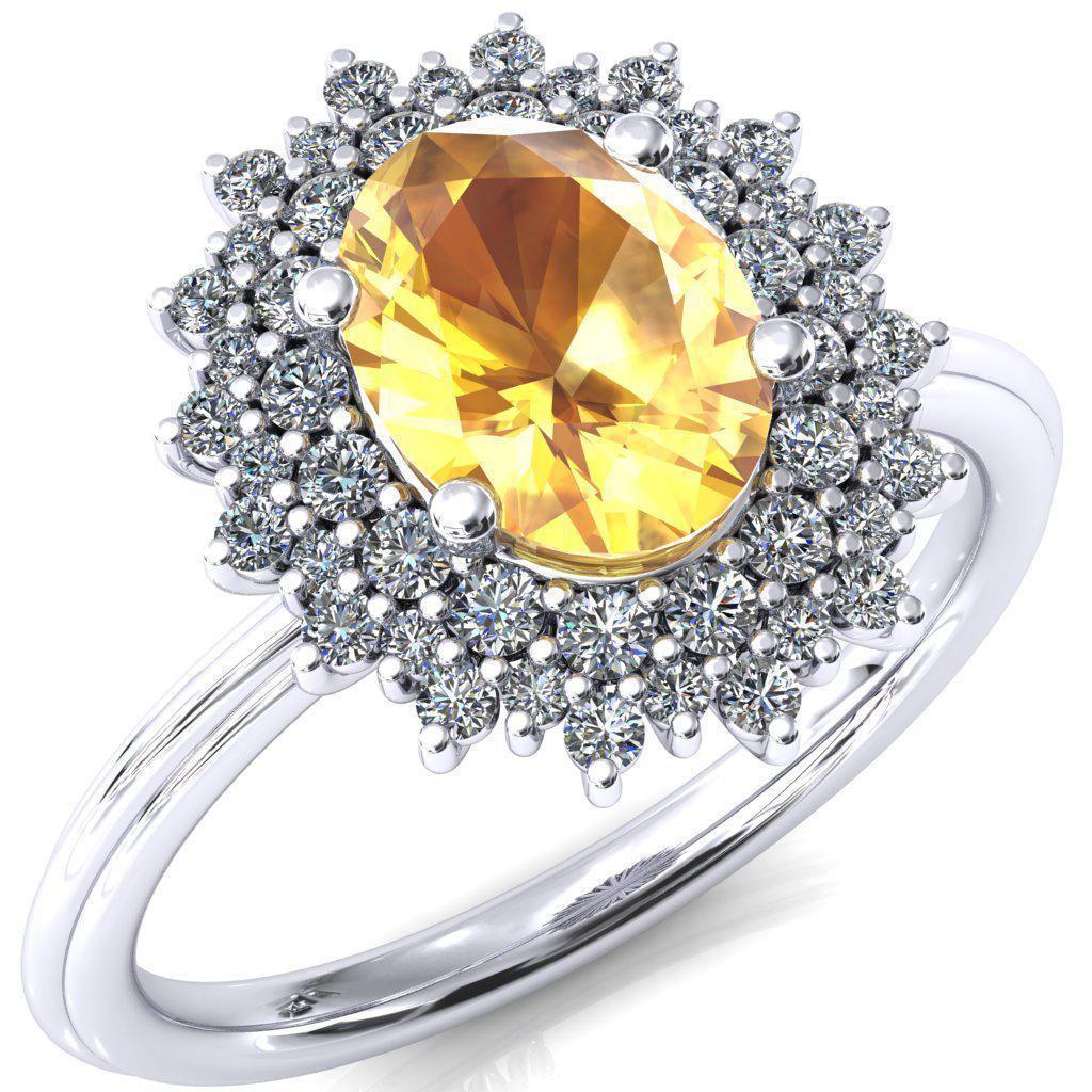 Eridanus Oval Yellow Sapphire Cluster Diamond Halo Wedding Ring-Custom-Made Jewelry-Fire & Brilliance ®