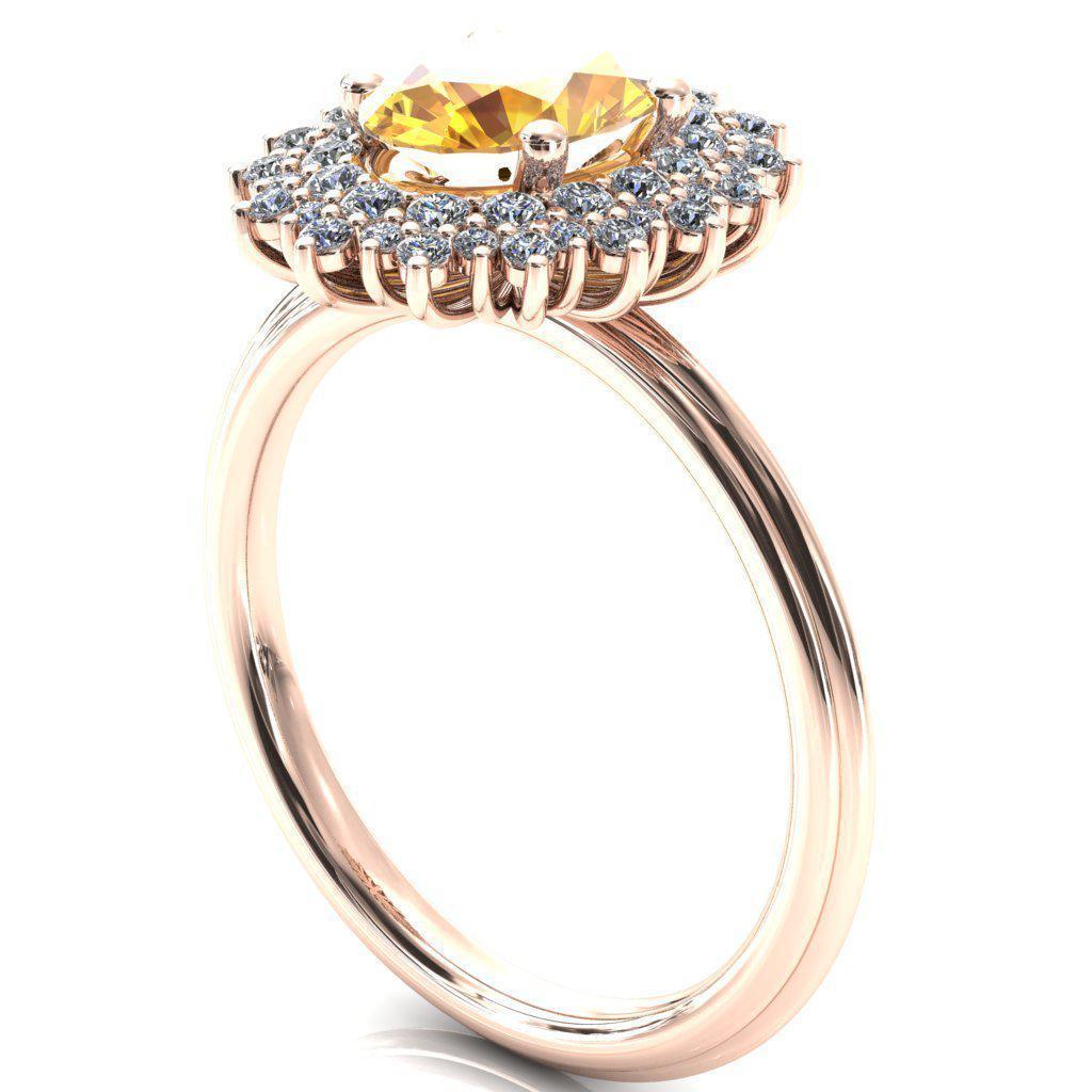 Eridanus Oval Yellow Sapphire Cluster Diamond Halo Wedding Ring-Custom-Made Jewelry-Fire & Brilliance ®