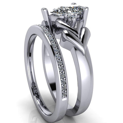 Eros Pear Moissanite Multi Stone Engagement Ring-Custom-Made Jewelry-Fire & Brilliance ®