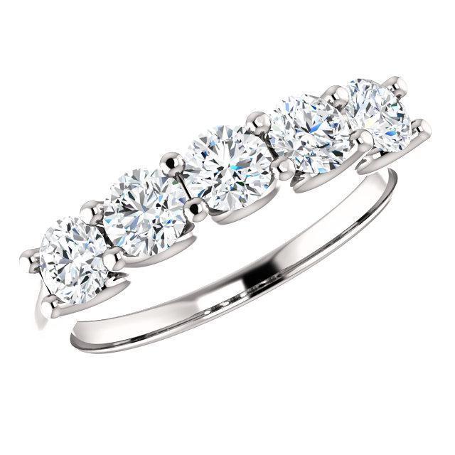 Estella Round Moissanite Shared Prongs Anniversary Band-Wedding and Anniversary Bands-Fire & Brilliance ®