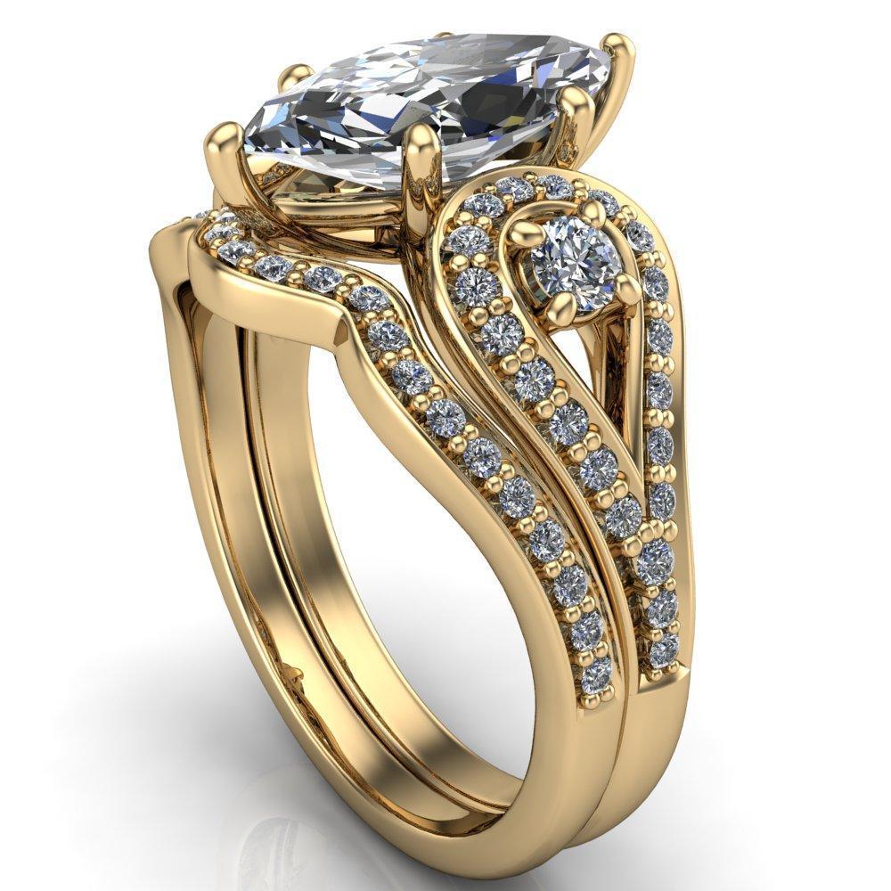 Estrella Marquise Moissanite Center Drop Diamond Ring-Custom-Made Jewelry-Fire & Brilliance ®