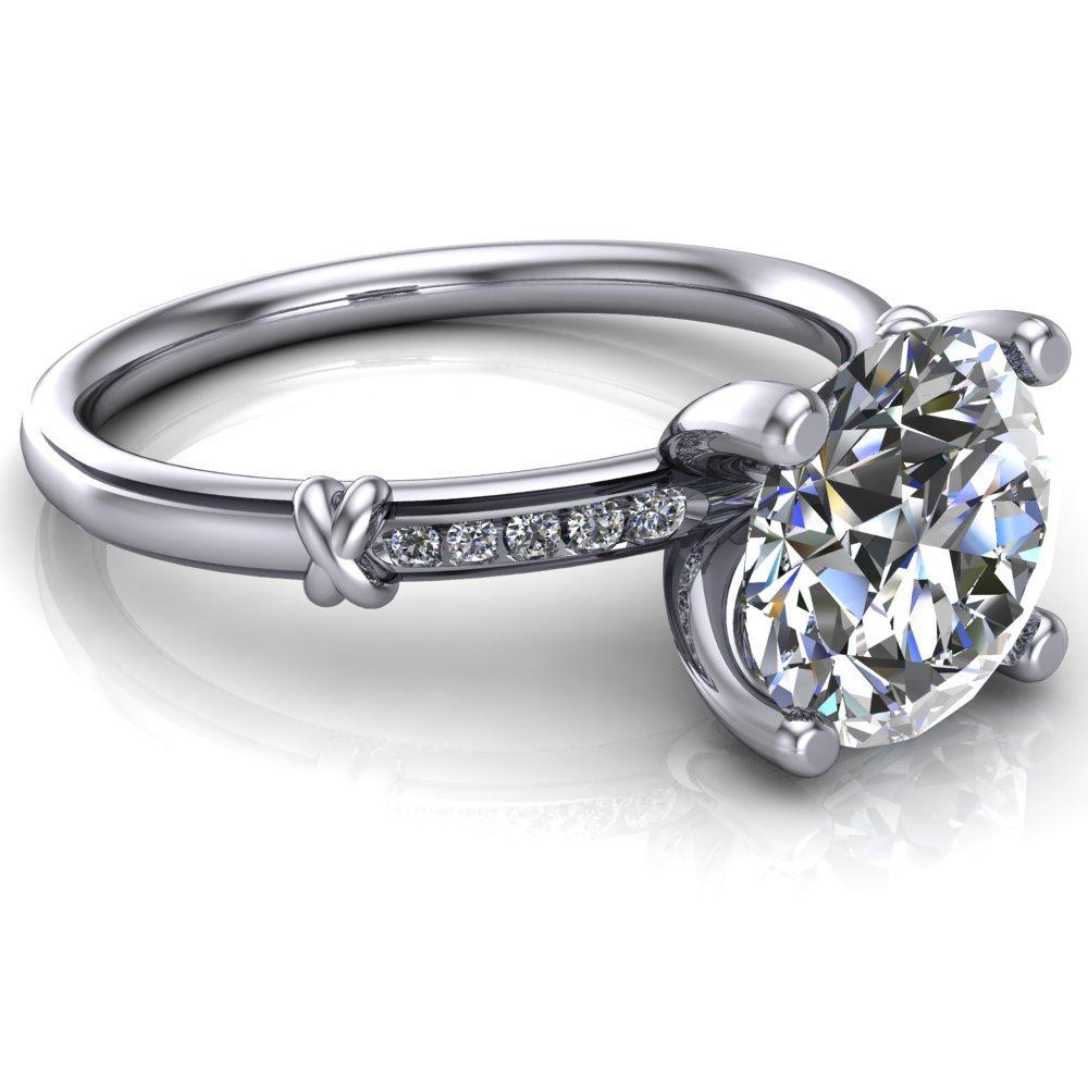 Etta Round Moissanite 4 Prong Diamond Channel Set Ring-Custom-Made Jewelry-Fire & Brilliance ®