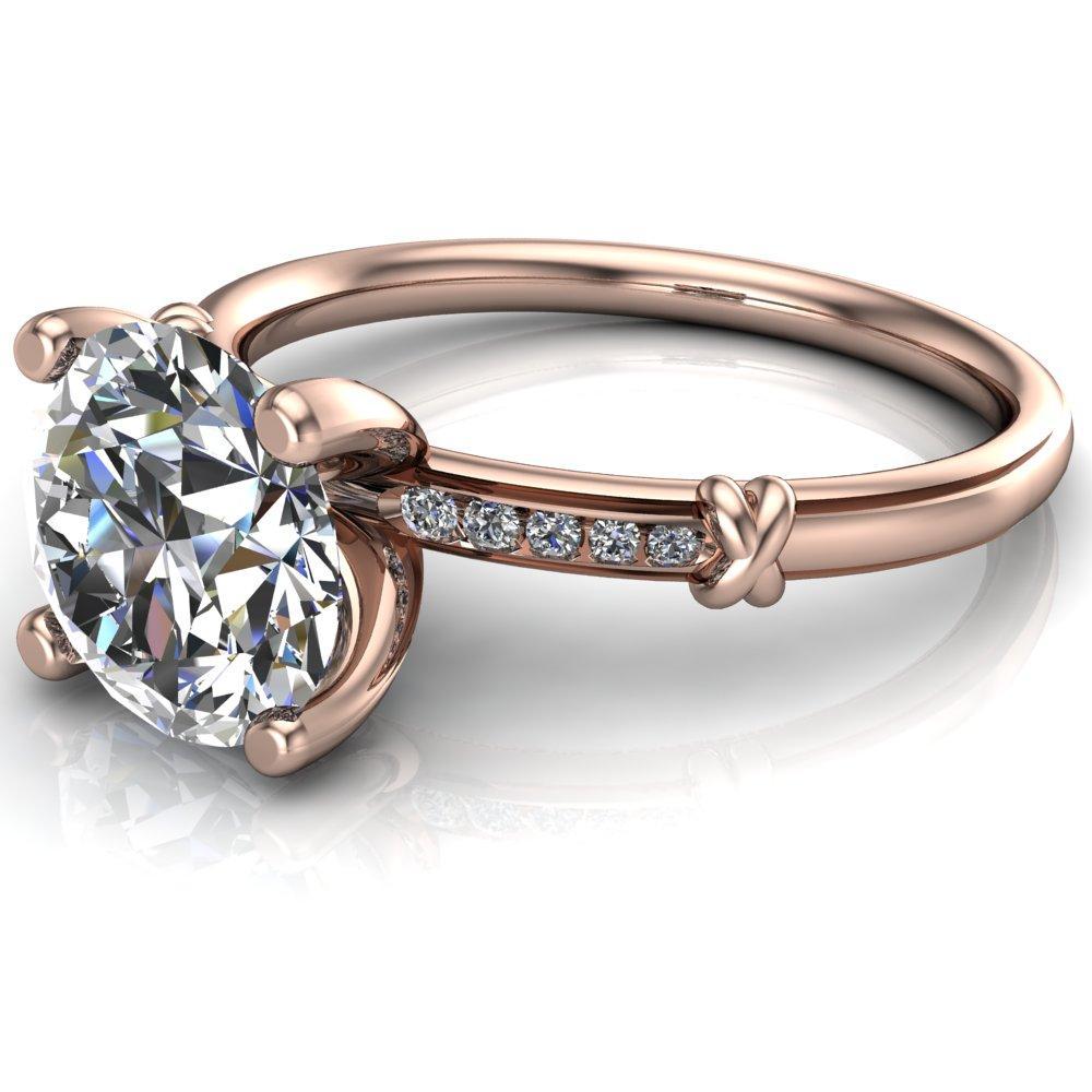 Etta Round Moissanite 4 Prong Diamond Channel Set Ring-Custom-Made Jewelry-Fire & Brilliance ®