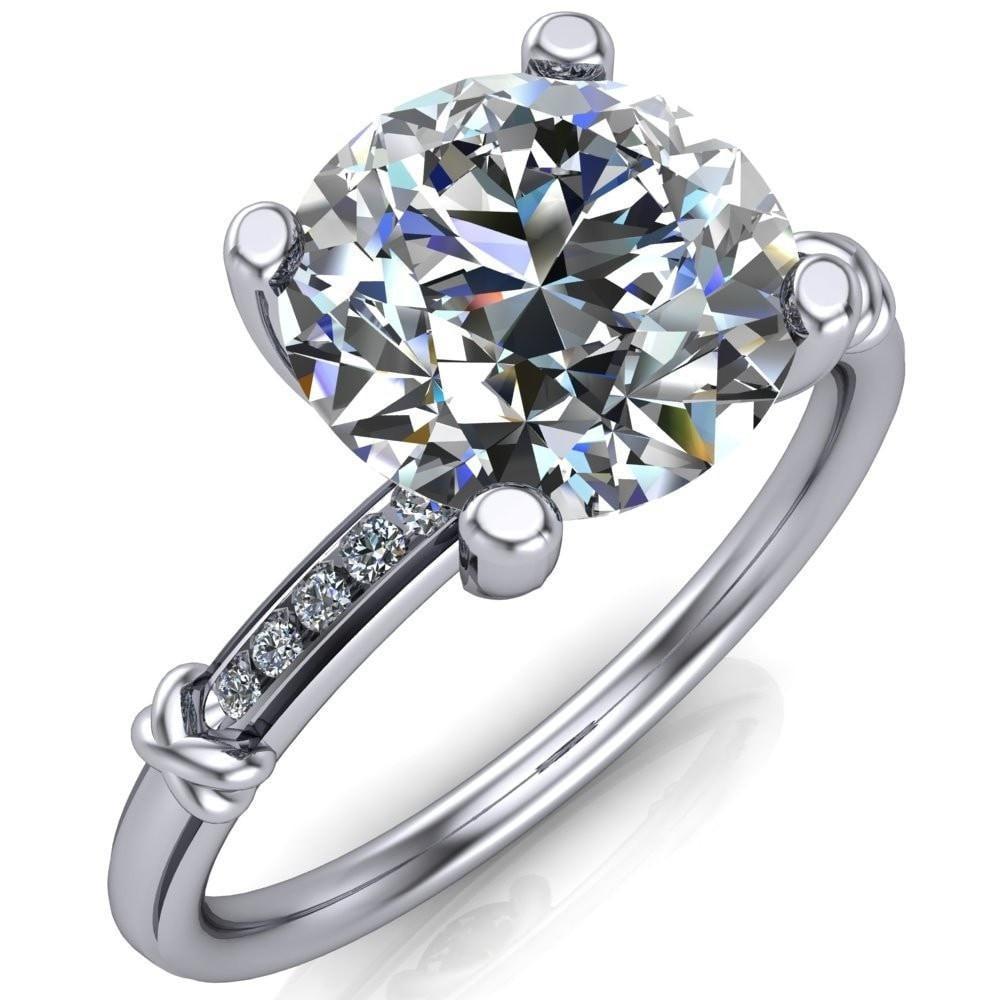 Etta Round Moissanite 4 Prong Diamond Channel Set Ring-Custom-Made Jewelry-Fire & Brilliance ®
