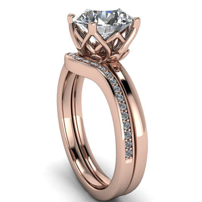 Euphori Round Moissanite Rose Basket Ring-Custom-Made Jewelry-Fire & Brilliance ®