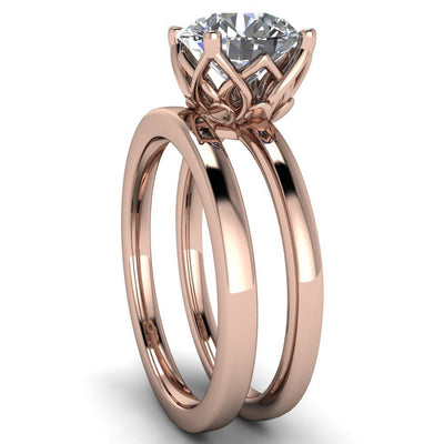 Euphori Round Moissanite Rose Basket Ring-Custom-Made Jewelry-Fire & Brilliance ®