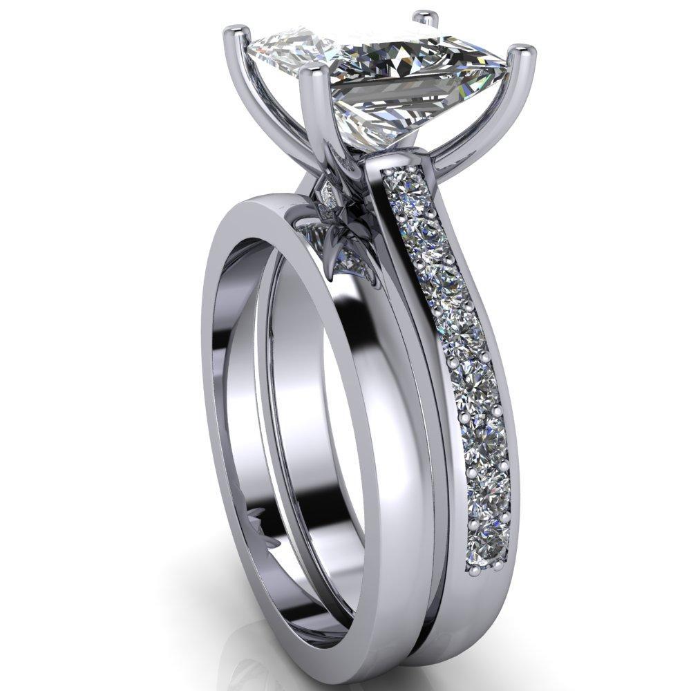 Evans Princess/Square Diamond Channel Cathedral 4 Prong Ring-Custom-Made Jewelry-Fire & Brilliance ®