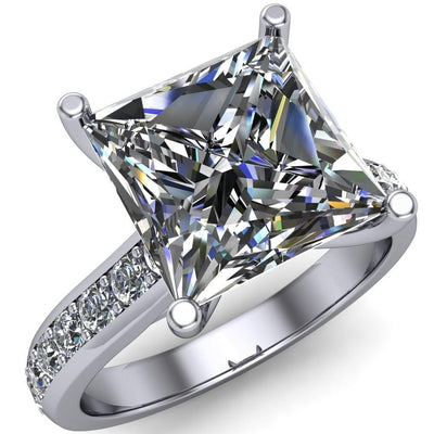 Evans Princess/Square Diamond Channel Cathedral 4 Prong Ring-Custom-Made Jewelry-Fire & Brilliance ®