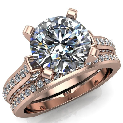 Evelyn Round Moissanite Micro Prong Set Diamonds Euro Ring-Custom-Made Jewelry-Fire & Brilliance ®