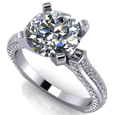 Evelyn Round Moissanite Micro Prong Set Diamonds Euro Ring-Custom-Made Jewelry-Fire & Brilliance ®