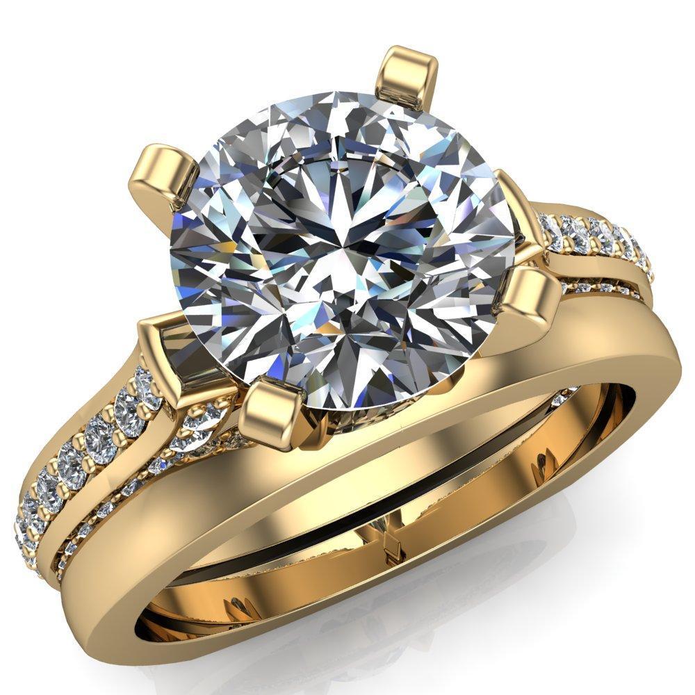 Evelyn Round Moissanite Micro Prong Set Diamonds Euro Ring-Custom-Made Jewelry-Fire & Brilliance ®