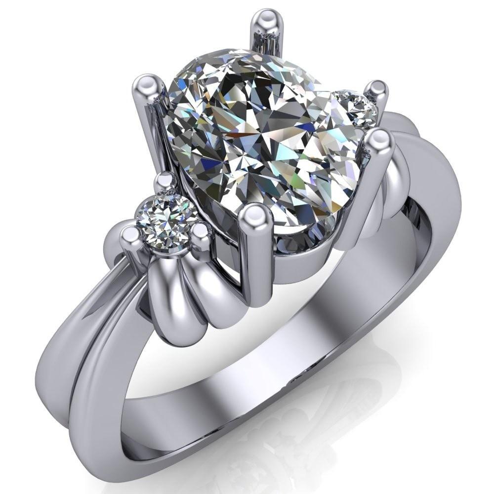 Everdeen Oval Moissanite 3 Stone Engagement Ring-Custom-Made Jewelry-Fire & Brilliance ®