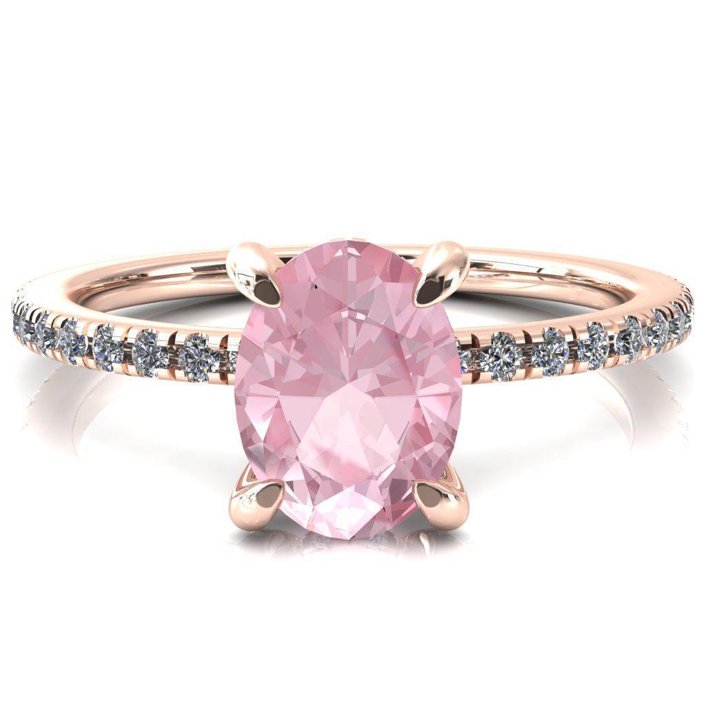 Ezili Oval Pink Sapphire 4 Claw Prong Micro Pave Diamond Sides Engagement Ring-Custom-Made Jewelry-Fire & Brilliance ®