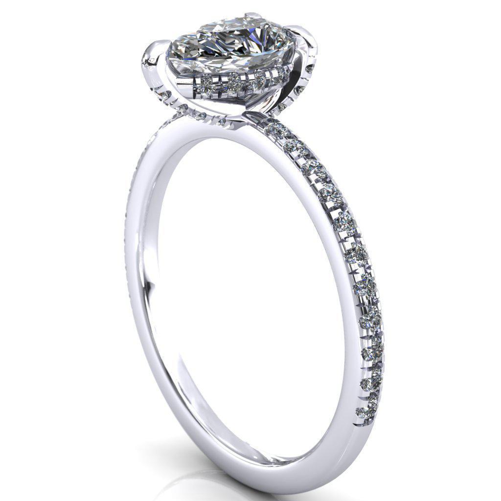 Ezili Pear Moissanite 3 Claw Prong Micro Pave Diamond Sides Engagement Ring-Custom-Made Jewelry-Fire & Brilliance ®