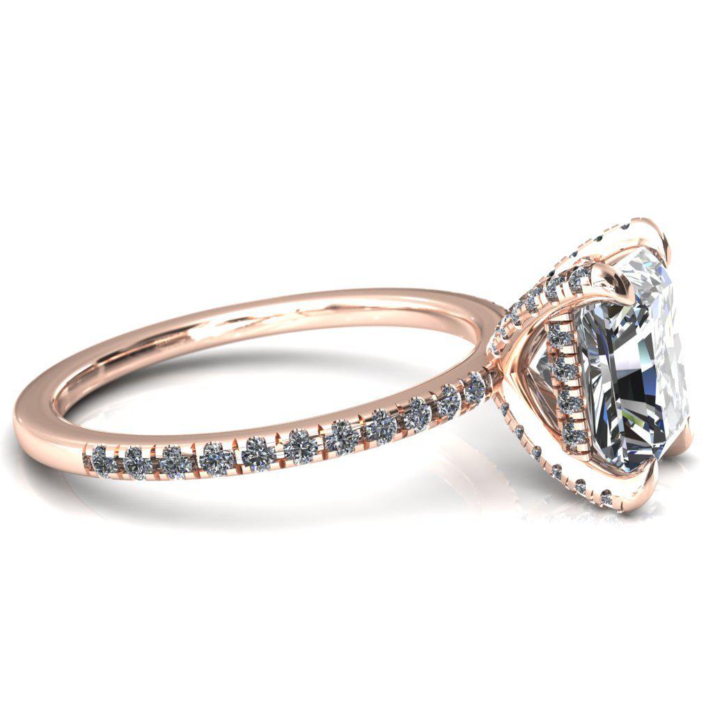 Ezili Radiant Moissanite 4 Claw Prong Micro Pave Diamond Sides Engagement Ring