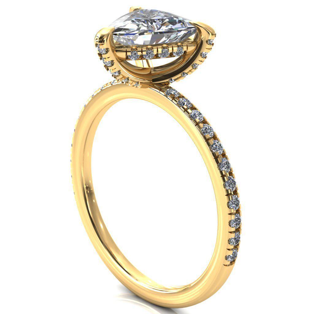 Ezili Trillion Moissanite 3 Claw Prong Micro Pave Diamond Sides Engagement Ring-Custom-Made Jewelry-Fire & Brilliance ®