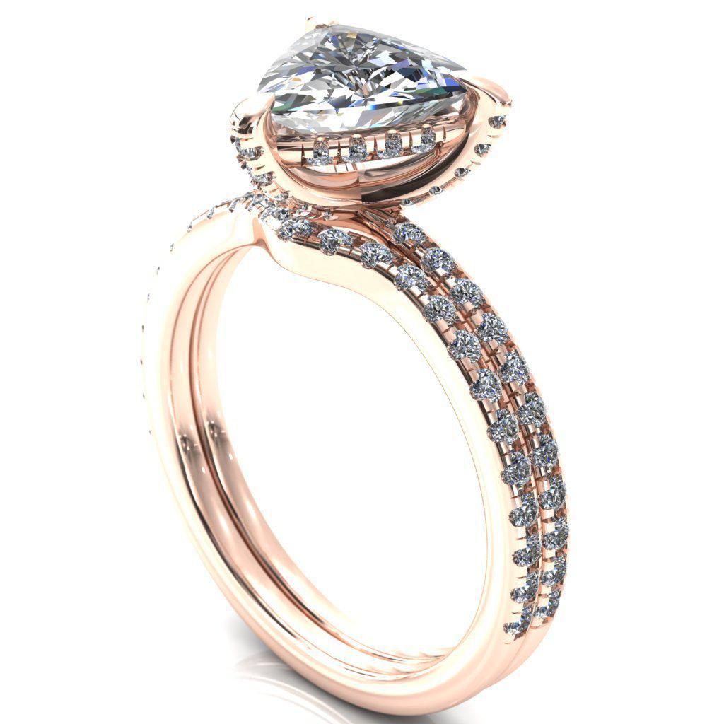 Ezili Trillion Moissanite 3 Claw Prong Micro Pave Diamond Sides Engagement Ring-Custom-Made Jewelry-Fire & Brilliance ®